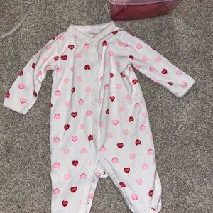 Carter's White and Red Footies One Piece Valentines Day